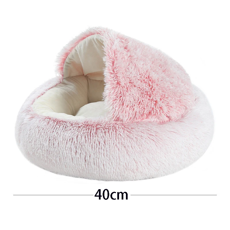 Cat Bed Pet Mattress Warm Soft Plush Pet Bed with Cover round Cat Dog Sleeping Nest Cave for Small Dogs Kitten - Image 5
