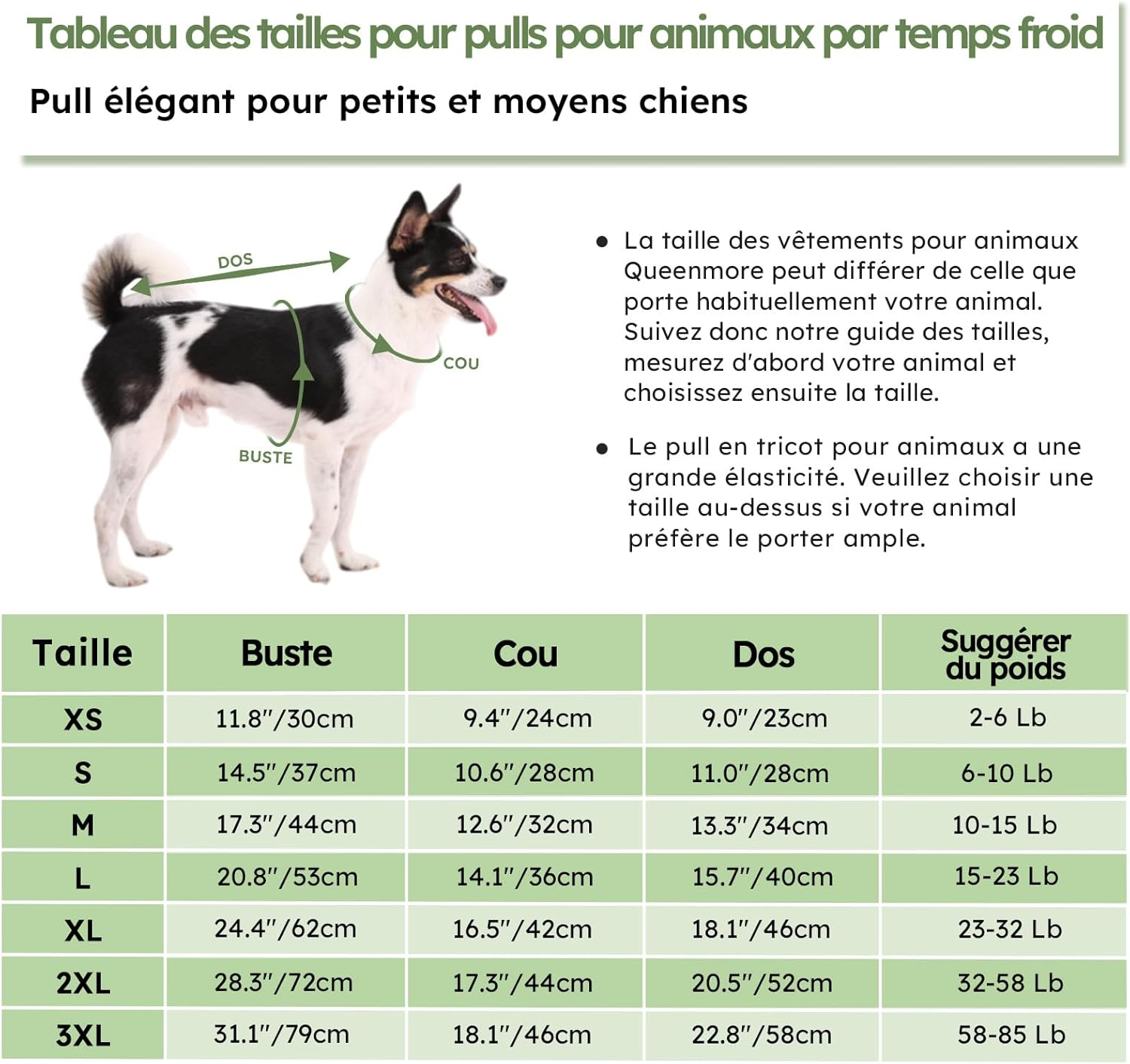 Pull Chien Moyen Bouledogue Français Chaud Pull-Overs Pour Chiens Pull Chihuahua Manteau Teckel Vetement Pour Chien Chat D'Hiver, Vert, M - Image 4
