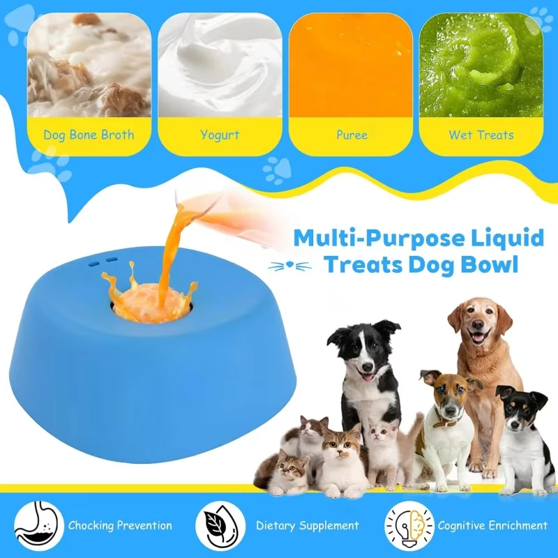 Slow Feeder Lick Bowl for Liquid Dog Treats Spill-Resistant Lick Mat with Rolling Ball for Bone Broth & Yogurt - Image 6