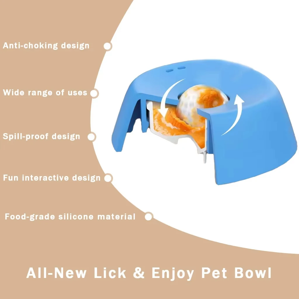 Slow Feeder Lick Bowl for Liquid Dog Treats Spill-Resistant Lick Mat with Rolling Ball for Bone Broth & Yogurt - Image 4