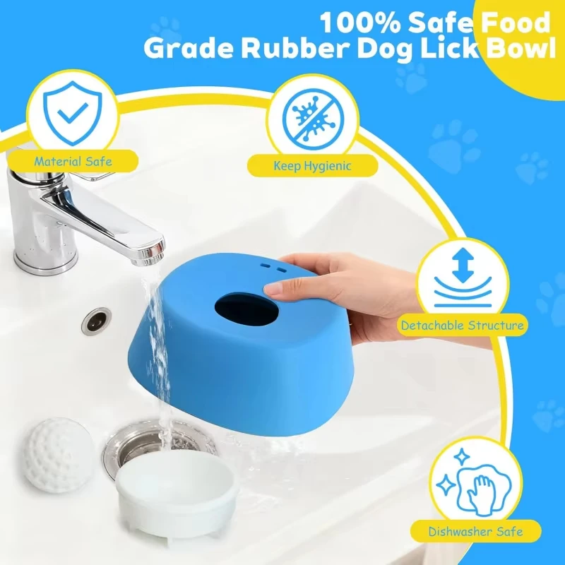 Slow Feeder Lick Bowl for Liquid Dog Treats Spill-Resistant Lick Mat with Rolling Ball for Bone Broth & Yogurt - Image 7
